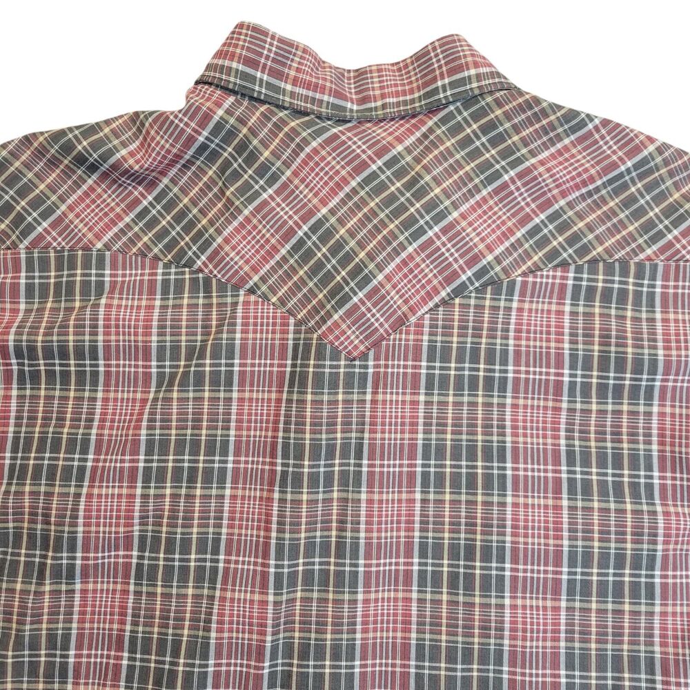 VINTAGE ATB Authentic Western Shirt‎ Plaid Pearl Snap Mens Size 17 34/35 - Picture 7 of 10